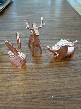 Umbra Rose Gold Animal Jewelry Ring Holder Trio